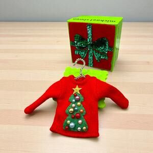 Michael Simon Christmas Tree Red Embellished Sweater Ornament with Gift Box